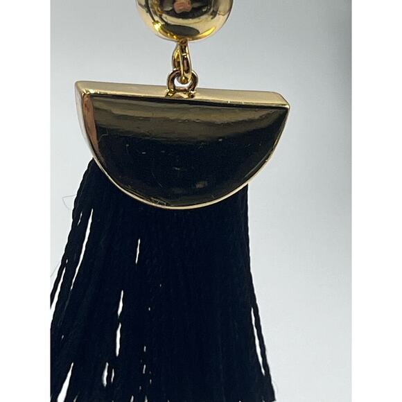 J. Crew Gold Tone Black Fringe Dangle Earrings - Picture 6 of 16